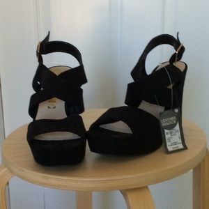 Black suede platform sandals